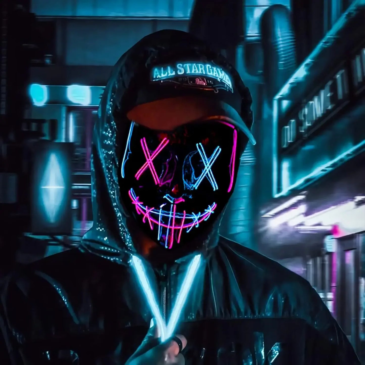 Poptrend Halloween Mask LED Light up Mask Scary mask for Festival Cosplay Halloween Costume Masquerade Parties Carnival Gift