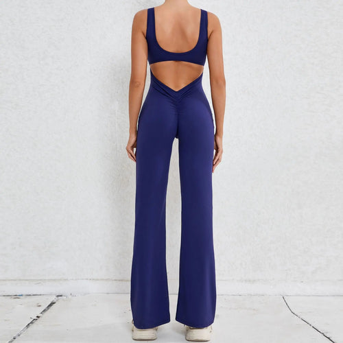 2025 S-XL Pad Women Gym Yoga Set Sports Rompers Deep V Back Fitness