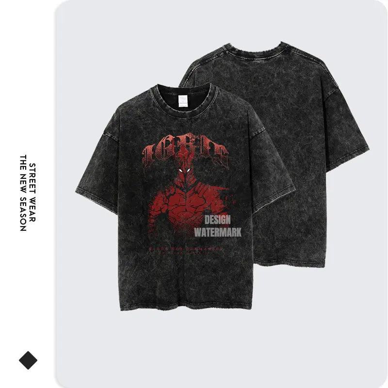 Anime S-Solo L-Leveling Shirts Vintage Washed Sung Jin-Woo T-shirt