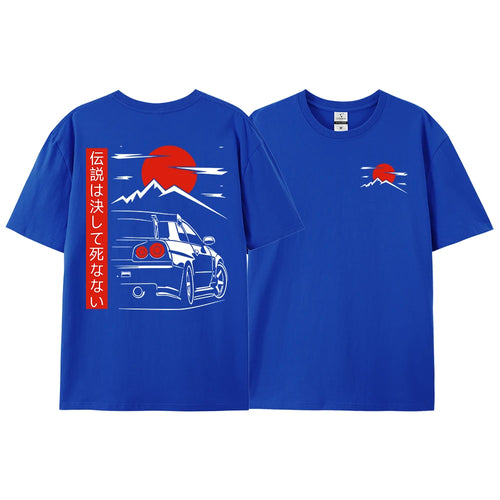 Japanese Style Car JDM Culture GTR Racing T Shirts Male Back Print