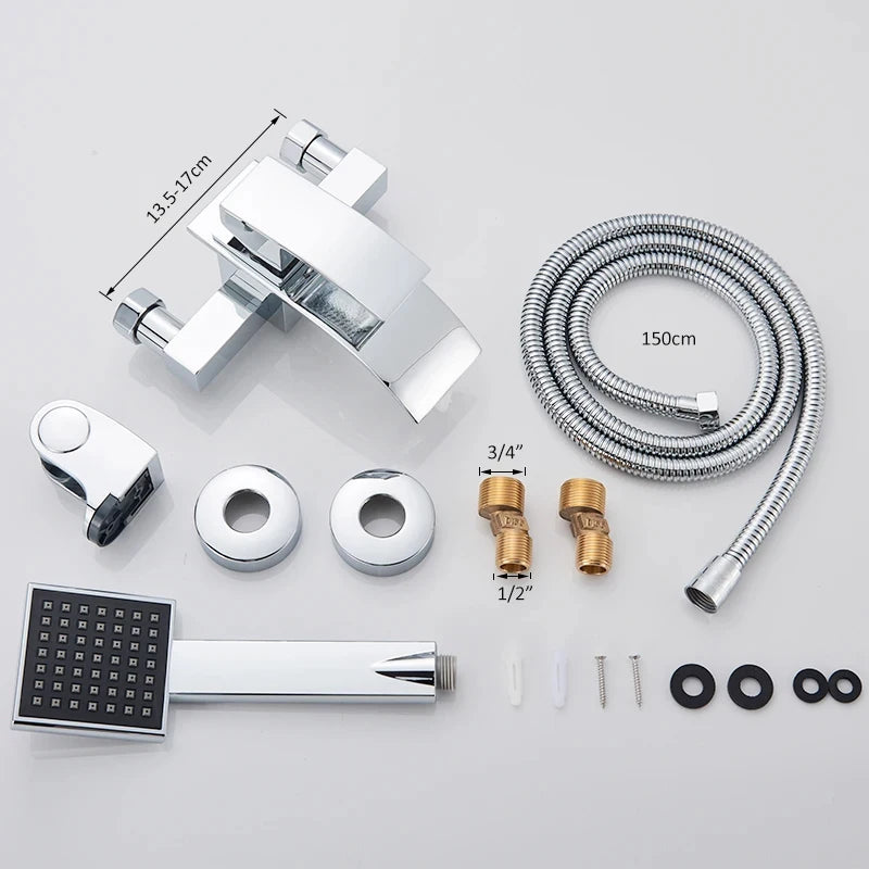 Black Bathroom Tub Faucet Single Handle Waterfall Spout Mixer Tap with