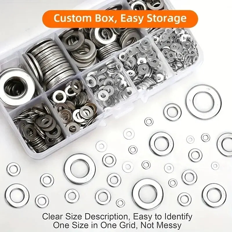 360/580pcs 304 Stainless Steel Flat Washers Set, Perfect For Home