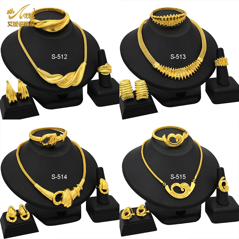 ANIID Dubai 24k Gold Plated Jewelry Set For Women Bridal Ethiopian