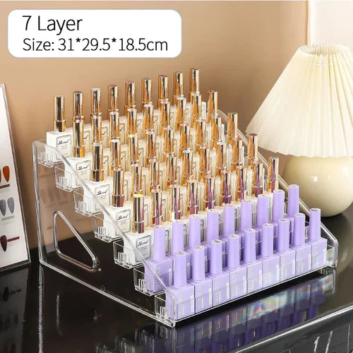 Clear Acrylic Nail Polish Display Stand Multi-layer Plastic Storage