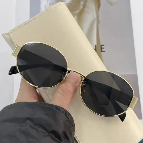 New Oval Frame Sun Protection Sunglasses Retro Travel Wear Simple UV