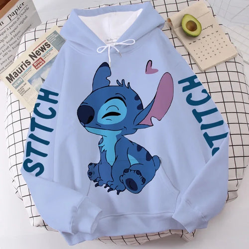 Disney Hoodie Fashion Stitch Angel Monster Letter Cartoon Sweatshirt
