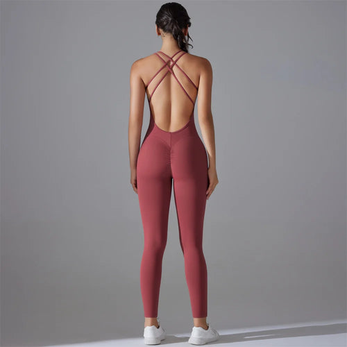Plus Size S-XL Back V Bodysuits Sports Women Gym Rompers Yoga Set