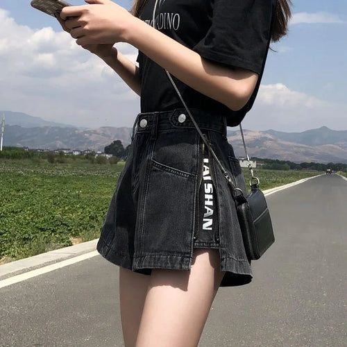 S-XXL Cool Summer Cotton Loose Slim Denim Women Shorts Jeansr Zipper