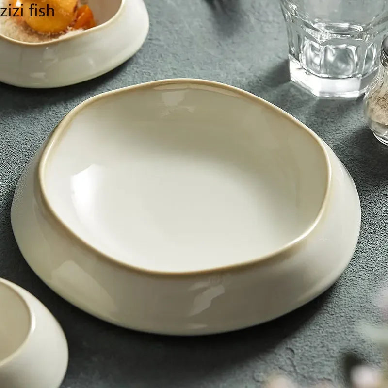 Ceramic Dinner Plate Family Steak Plate Pasta Plates Dessert Dish Cake