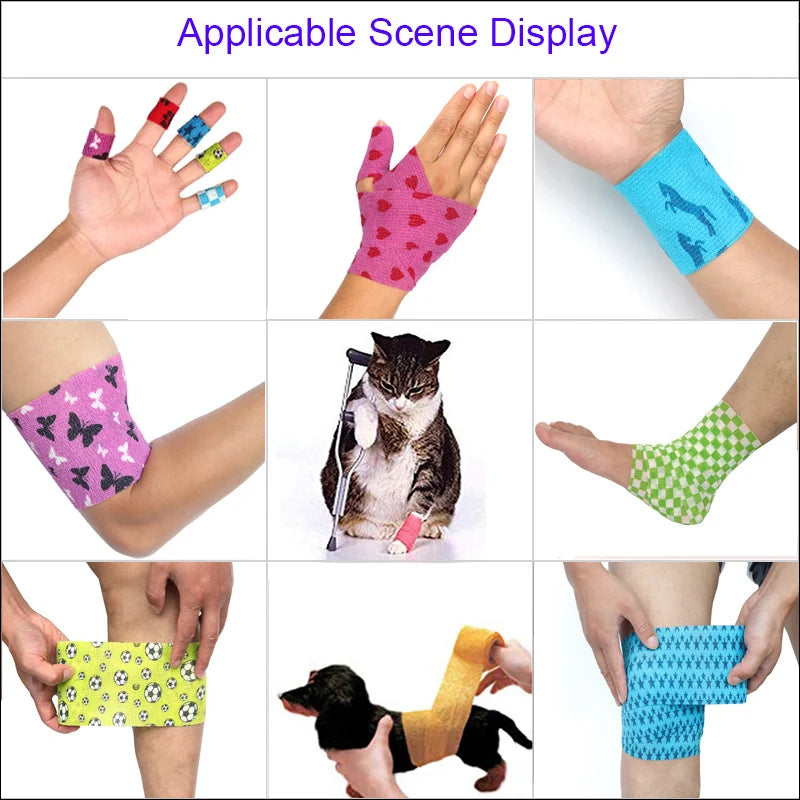 COYOCO Printed Self Elastic Adhesive Athletic Tape Wraps 2.5cm Sports