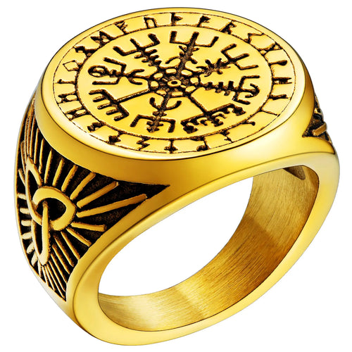 Norse Ring Men Signet s Viking Jewellery Runic Compass Vegvisir Thumb
