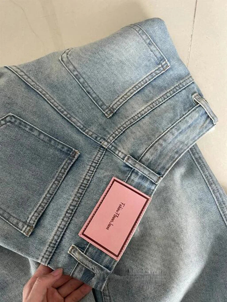 Women Wide Leg Baggy Jeans Lady Vintage Y2K Punk Low Rise Waist Loose