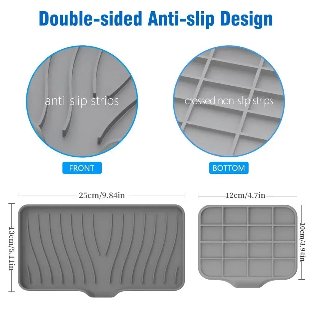1-Pack Silicone Drain Soap Box Kitchen Bathroom Anti-slip Sink Tray