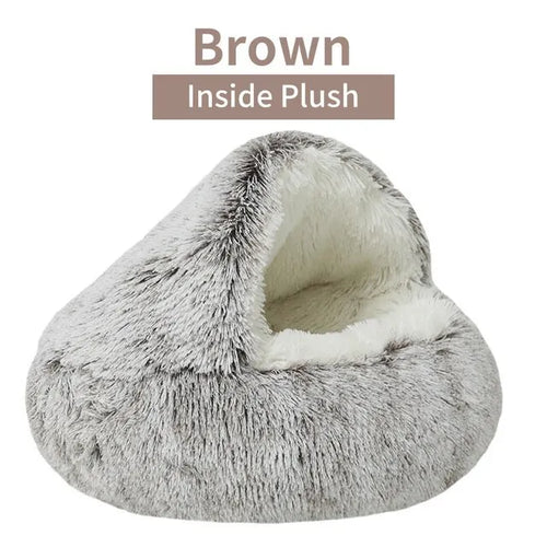 Soft Plush Pet Bed with Cover Round Cat Bed Pet Mattress Warm Cat Dog