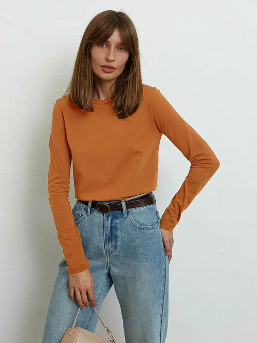 Bornladies Women's Spring Autumn 100% Cotton T-shirt Bottoming Basic