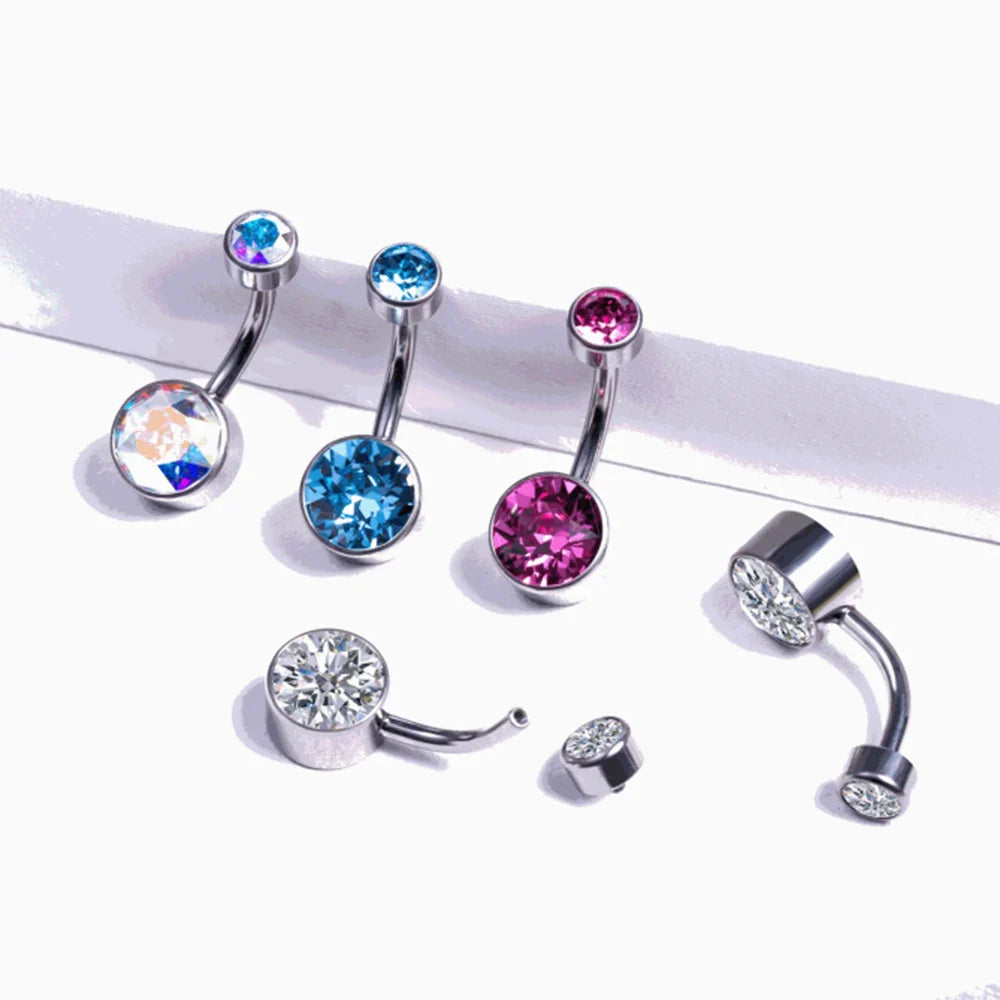 G23 Titanium Premium Gem Stone Belly Button Rings Body Piercing