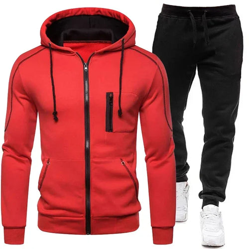 2024 Men Sets Wear Men's Fashion Autumn Winter Double Zipper Jacket/