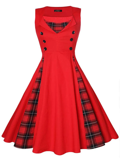 S-5XL Women Robe Retro Vintage Dress 50s 60s Rockabilly Dot Swing Pin
