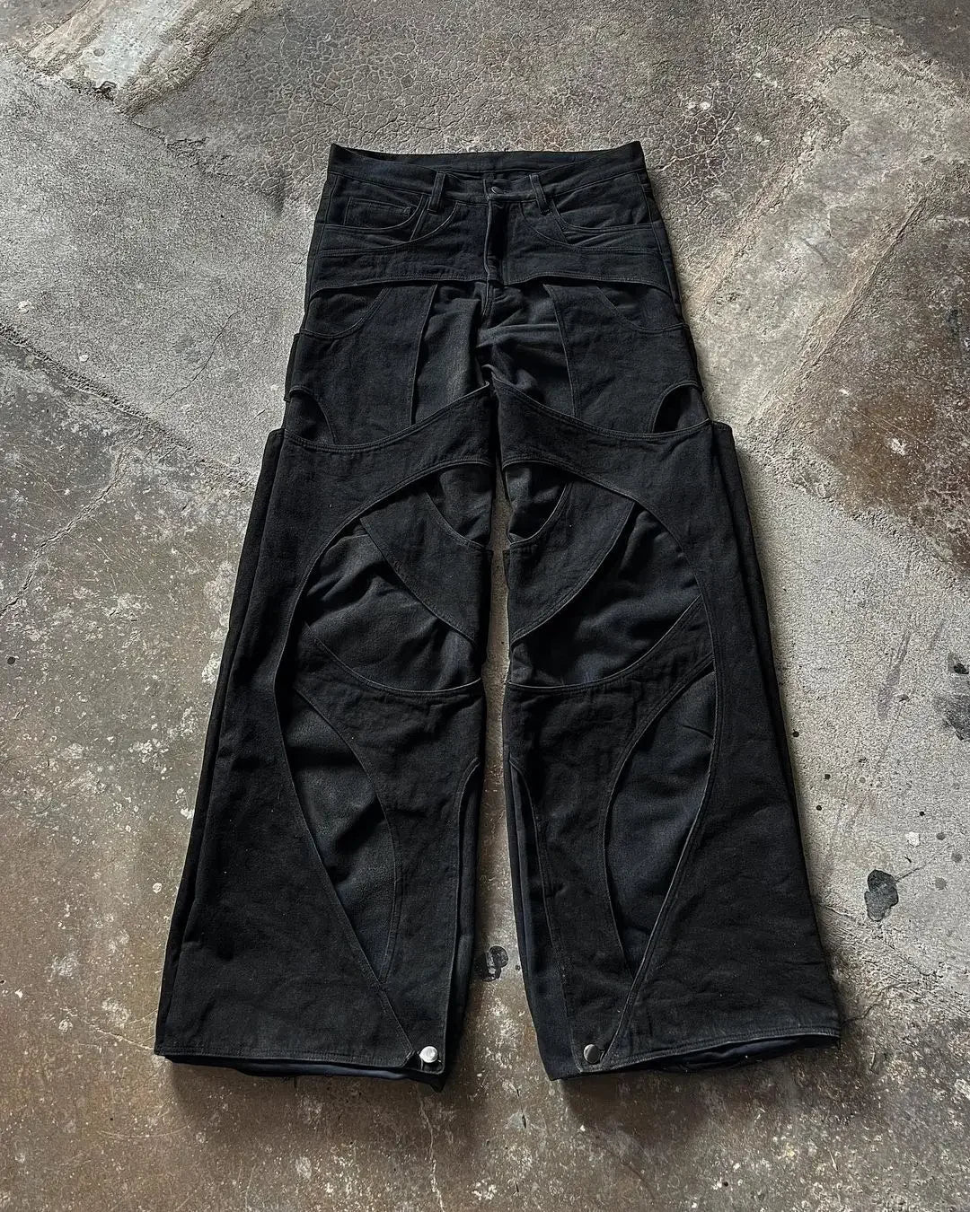 2024 New Gothic Retro Jeans for Men Wide Leg Straight Black Y2k Baggy