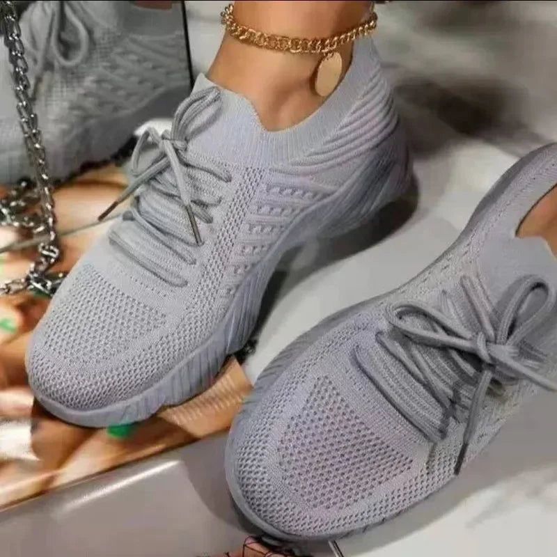 Women Mesh Breathable Casual Shoes Woman Lace-up Vulcanized Shoes