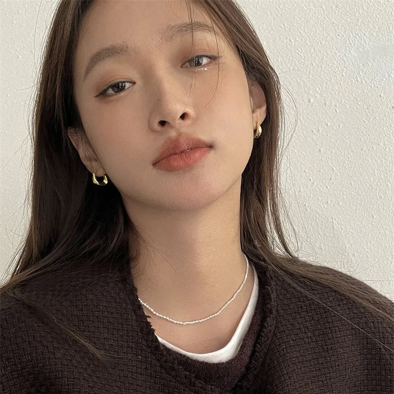 ANENJERY Geometric Small Hoop Earrings for Women Creative Simple