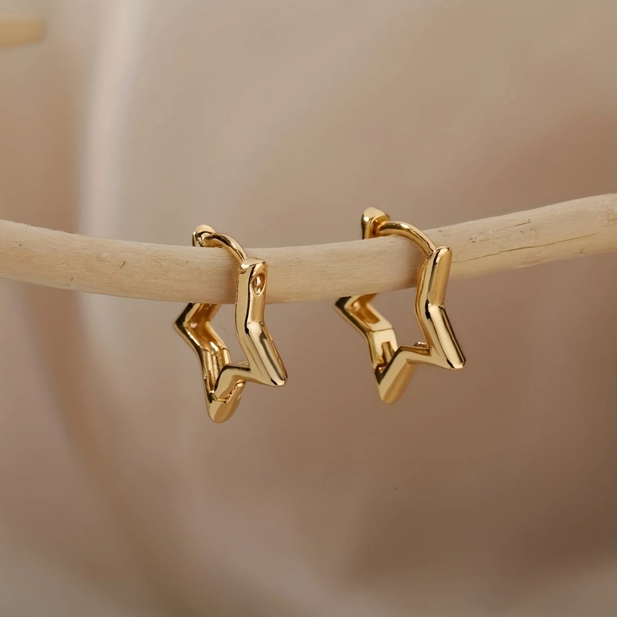 Geometric Star Earrings For Women Stainless Steel Star Hoop Earring