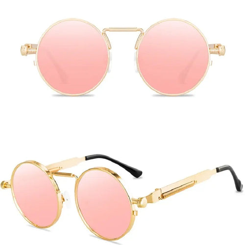 Retro Men Punk Style Sunglasses Colorful Round Metal Frame Women
