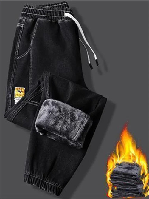 New Men's jeans Winter Fleece Jeans Thick Warm Denim Pants Men