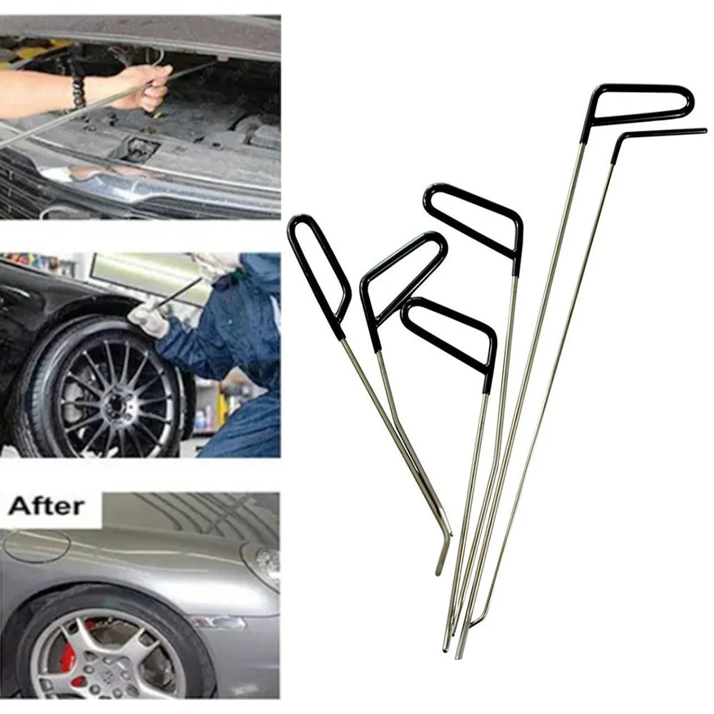 6/17Pcs Car Dent Repair Hooks Stainless Steel Push Rods Car Body Dent