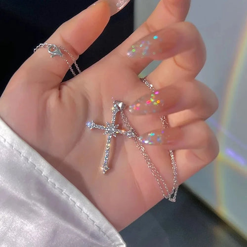 Punk Butterfly Pendant Necklace Women Y2K Crystal Light Luxury Egirl