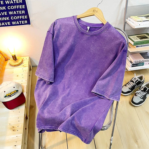 Vintage Snowflake Point Solid Color T-Shirts For Men Women 100% Cotton