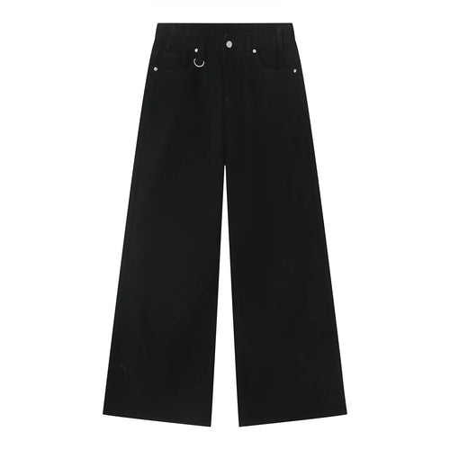 Retro Men's Denim Pants Y2K High Street Wide Leg Loose Denim Pants
