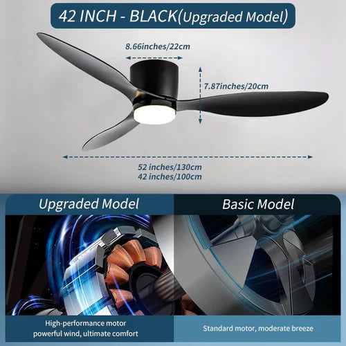 XINGOO Ceiling Fan White Low Floor Ultra Thin 17cm DC Ceiling Fan With