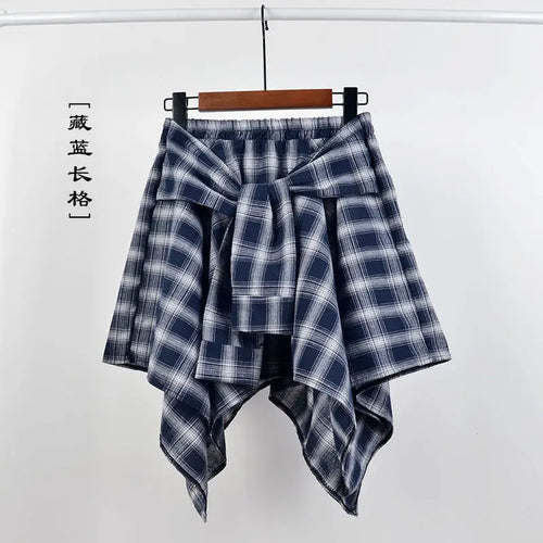 Summer Casual Retro Irregular Women Skirt Bow-knot Elastic Waist Shirt