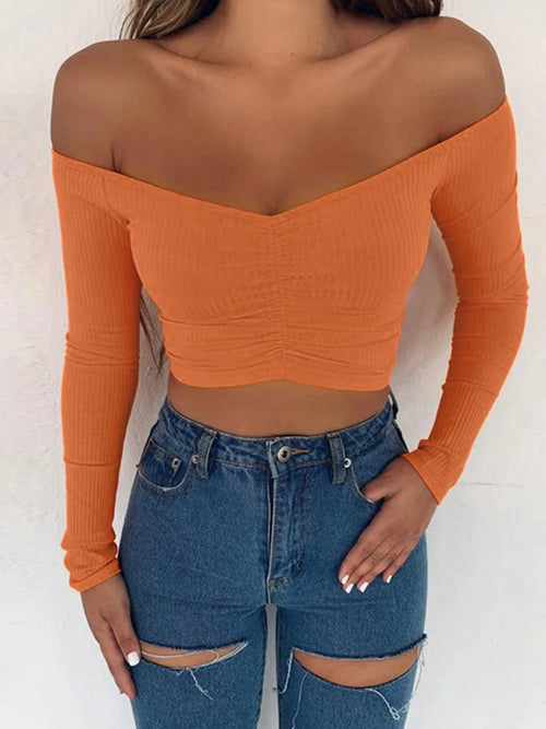 Women T-shirts sexy and club fashion female T-shirt long sleeve off