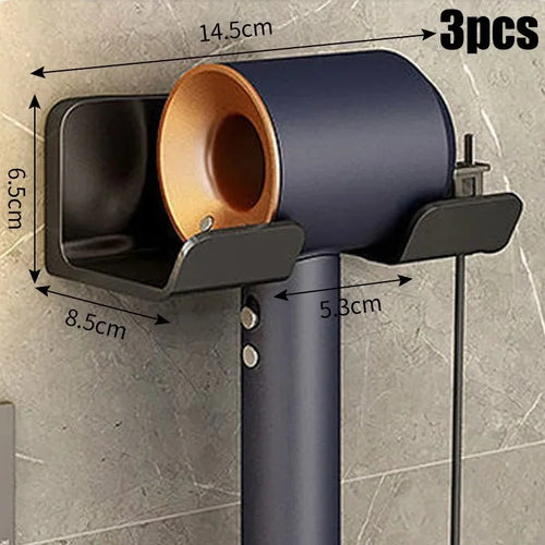 Wall mounted non perforated hair dryer storage rack Bathroom hair