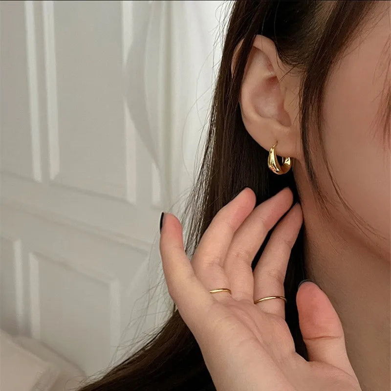 ANENJERY Geometric Small Hoop Earrings for Women Creative Simple