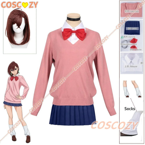 Momo Ayase Cosplay Costume Wig Anime Dandadan Sweater Skirt School