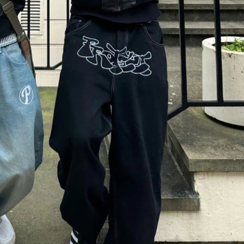 Y2k Men Retro Harajuku Clothing 2023 New Baggy Casual Wide Leg Jeans