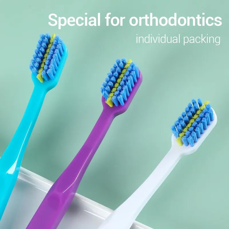 3PC Clean Orthodontic Braces Adult Orthodontic Toothbrushes Dental