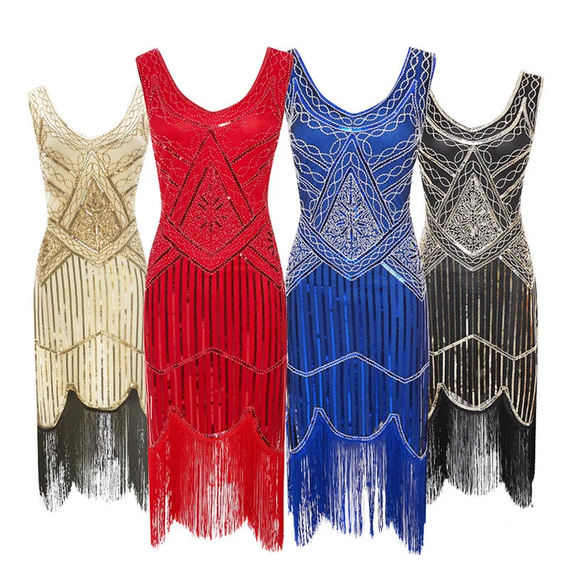 Women Party Dress 1920 s Great Gatsby Flapper Vestidos Sequin Bead