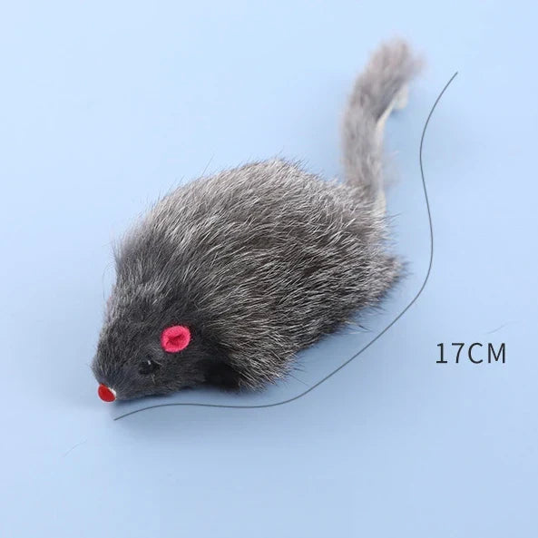 Cat Mice Toys False Mouse Cat Toy Long Tail Mice Soft Real Rabbit Fur Toy For Cats Plush Rat Playing Chew Toy Pet Supplies