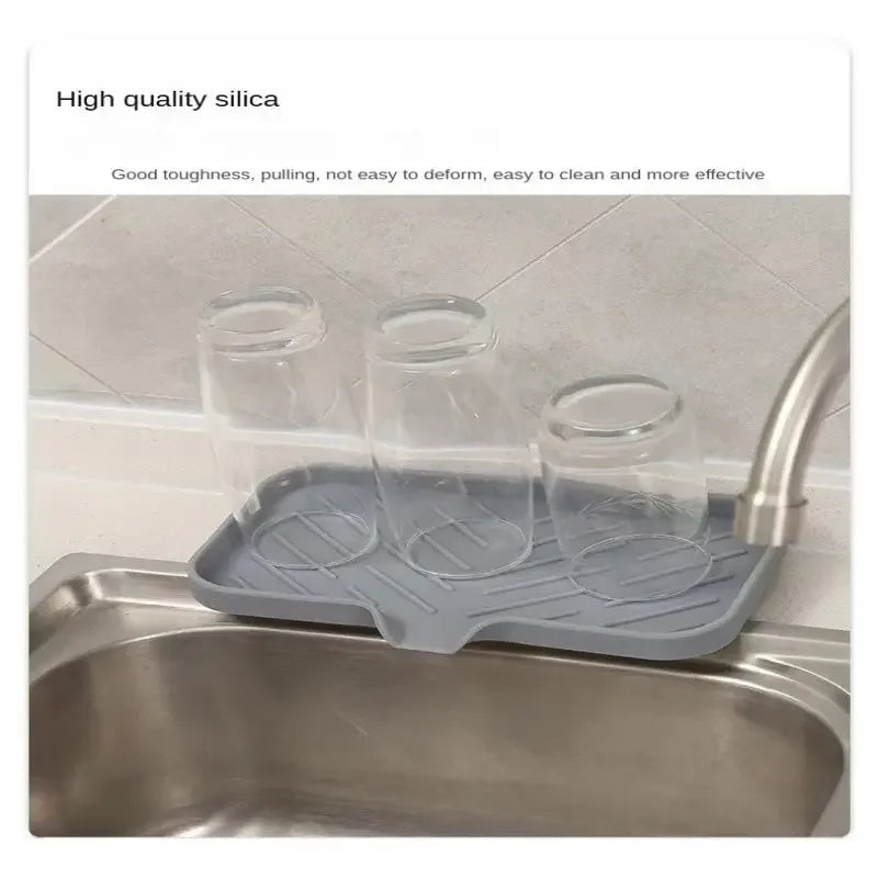Silicone Faucet Mat Kitchen Sink Tray Soap Dispenser Sponge Drain Pad