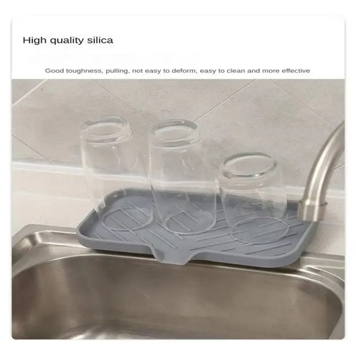 Silicone Faucet Mat Kitchen Sink Tray Soap Dispenser Sponge Drain Pad