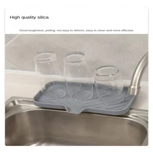 Silicone Faucet Mat Kitchen Sink Tray Soap Dispenser Sponge Drain Pad