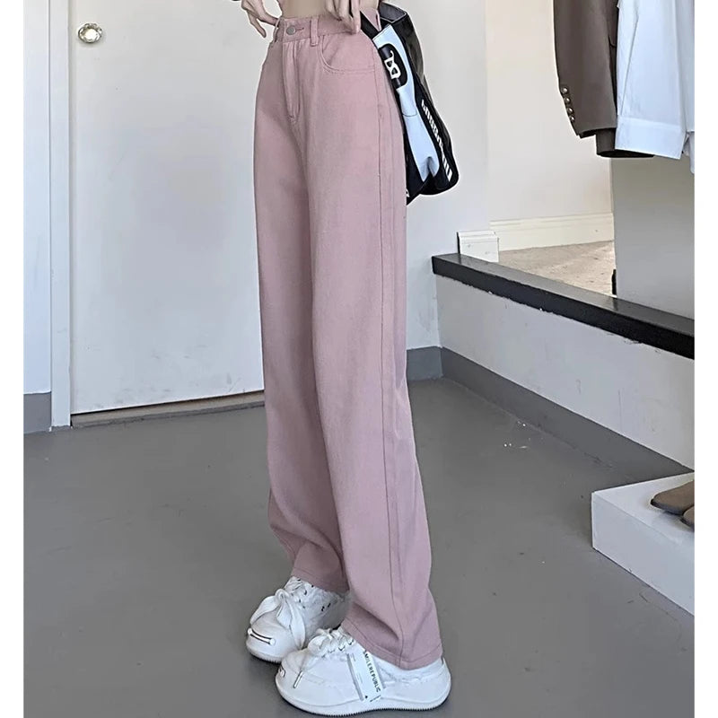 Woman Vintage Wide Leg Jeans Girls High Waist Pants Female Fashion