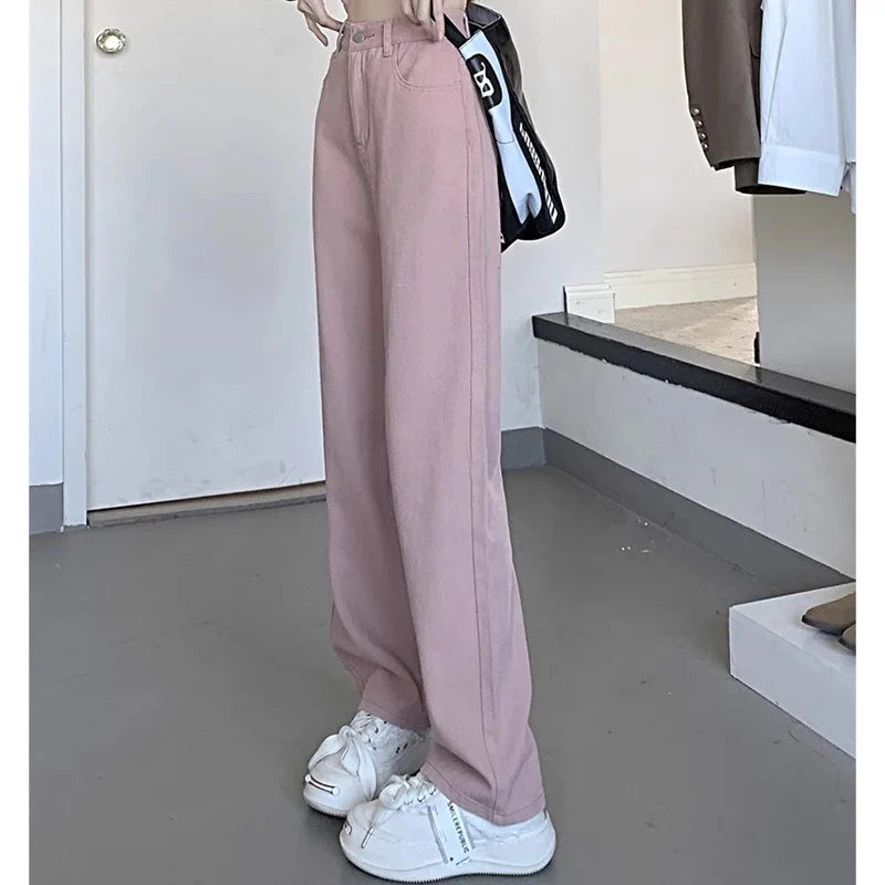 Woman Vintage Wide Leg Jeans Girls High Waist Pants Female Fashion