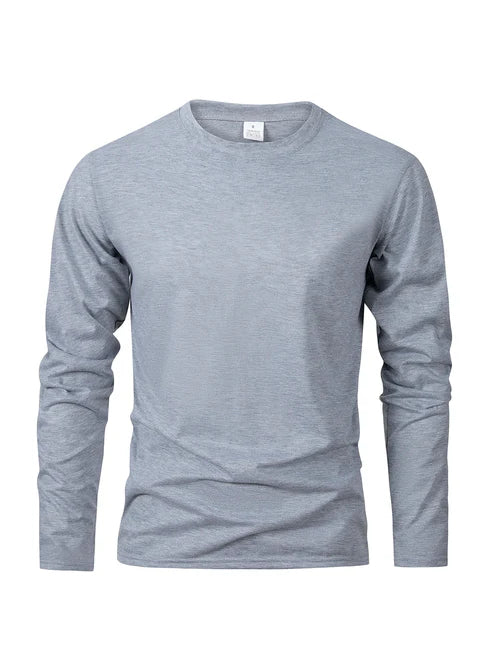 Spring Autumn Men‘s T-shirts Long Sleeve Casual Tops Solid Color High