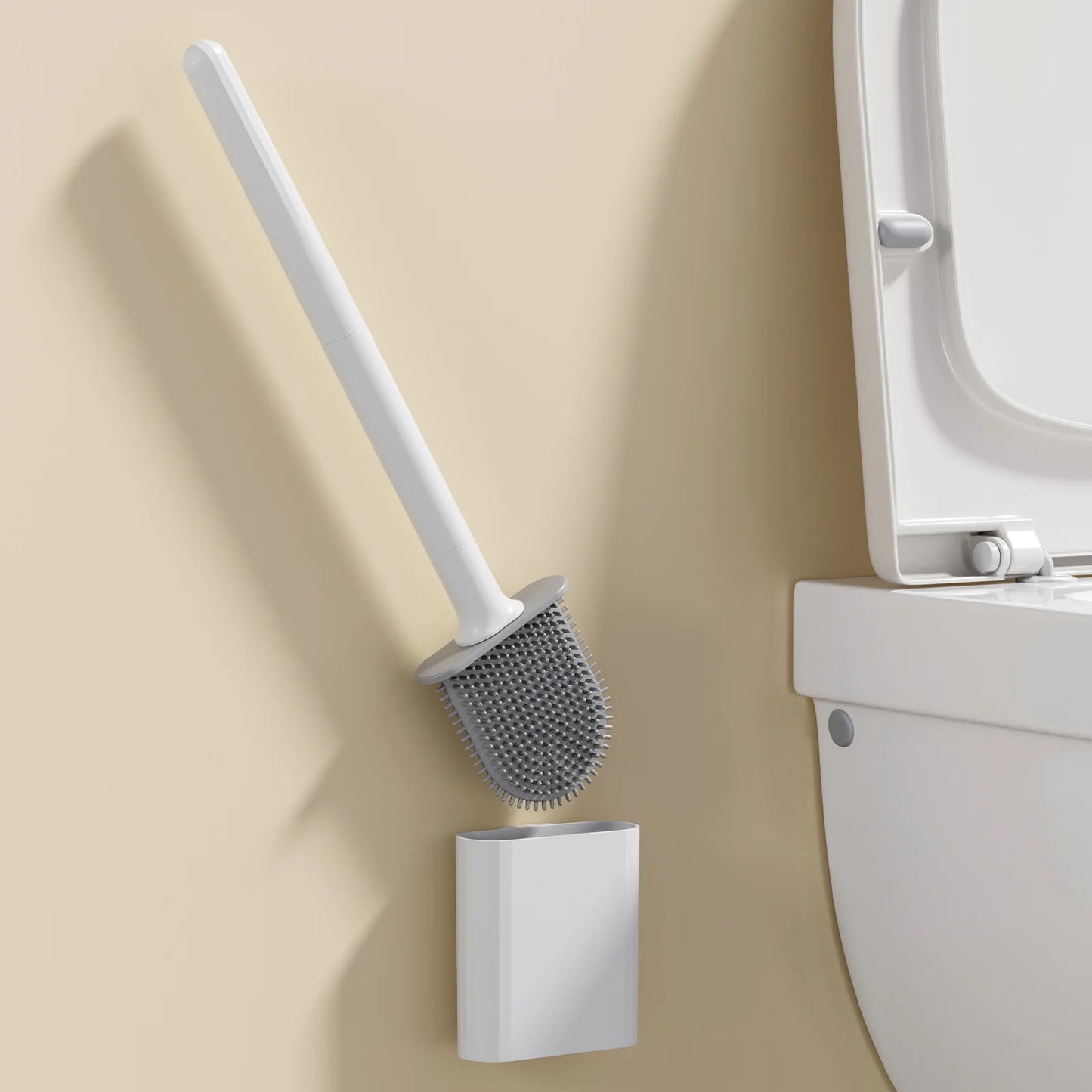 MINI Silicone Toilet Brush Water Leak Proof with Base Wc Flexible Soft