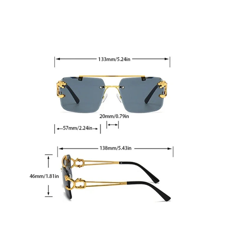 1pcs Retro Frameless MEN'S AND WOMEN'S Sunglasses, Fashionable, Nickel